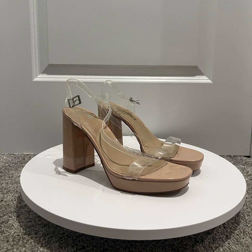 Clear/Nude Platform Chunky Heels